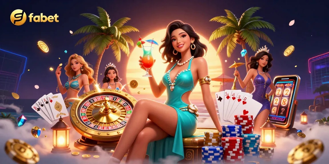 Experience fabet's thrilling gaming atmosphere with vibrant casino elements and stunning visuals.