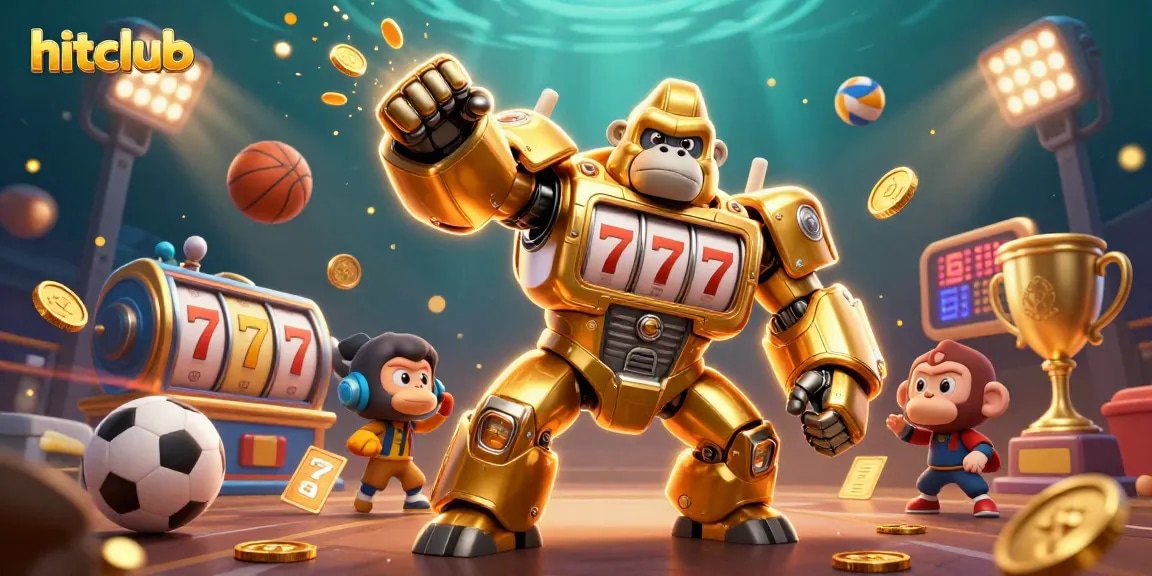 Engage with slot games at hitclub featuring an exciting 3D gorilla mech and dynamic elements.