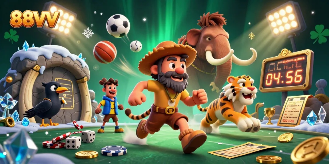 Experience thrilling moments at 88VV's dynamic casino with lively characters and colorful games.