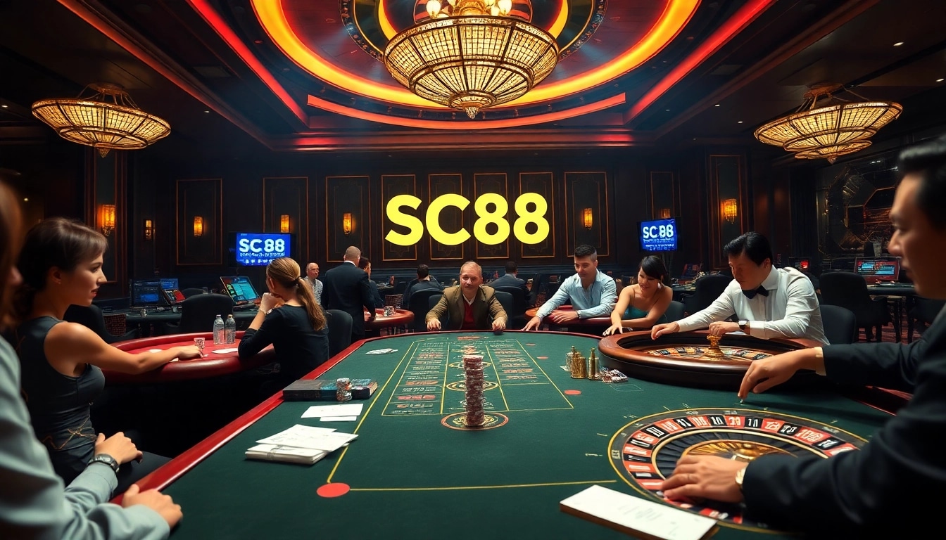 Engage in thrilling games at https://sc88seo.com/ with elegant casino tables and vibrant poker scenes.