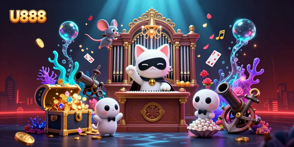 Spin to win at U888 with enchanting phantom characters in a vibrant casino scene.
