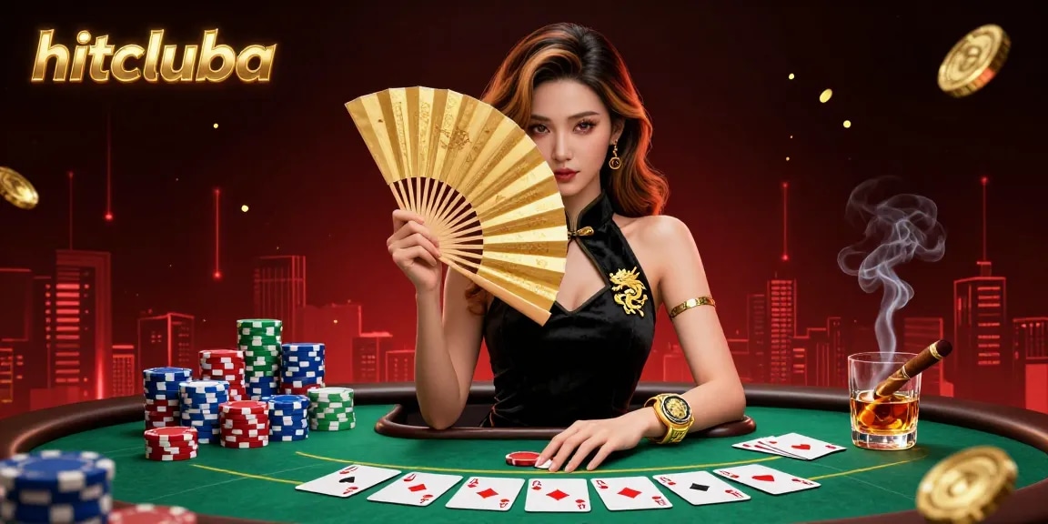 Engage with thrilling gaming opportunities at hitcluba, featuring a mesmerizing Asian dealer ready to deal poker cards.