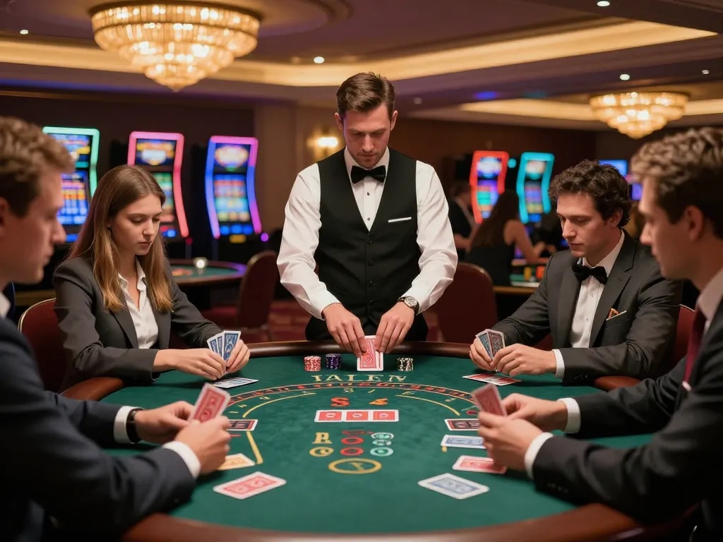 DABET enhances blackjack experience with strategic gameplay at https://dabet.money/ in luxury casino setting.