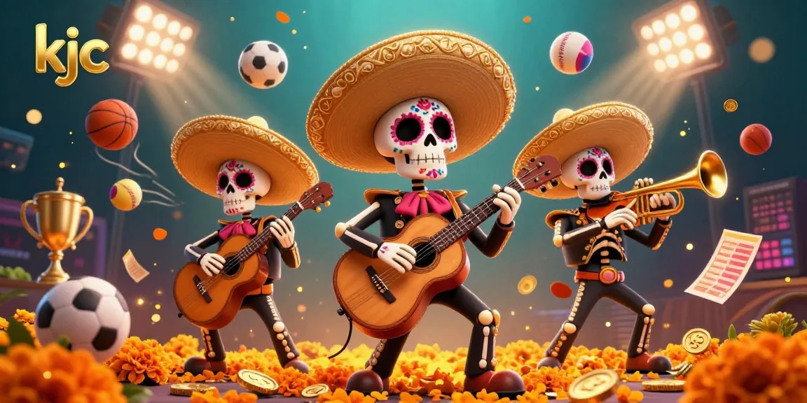 KJC elevates the gaming experience with a dynamic mariachi band surrounded by vibrant sports elements.