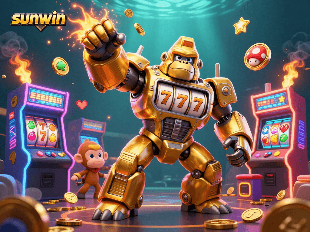 Experience top-tier gaming with sunwin's vibrant 3D casino mech and arcade elements.