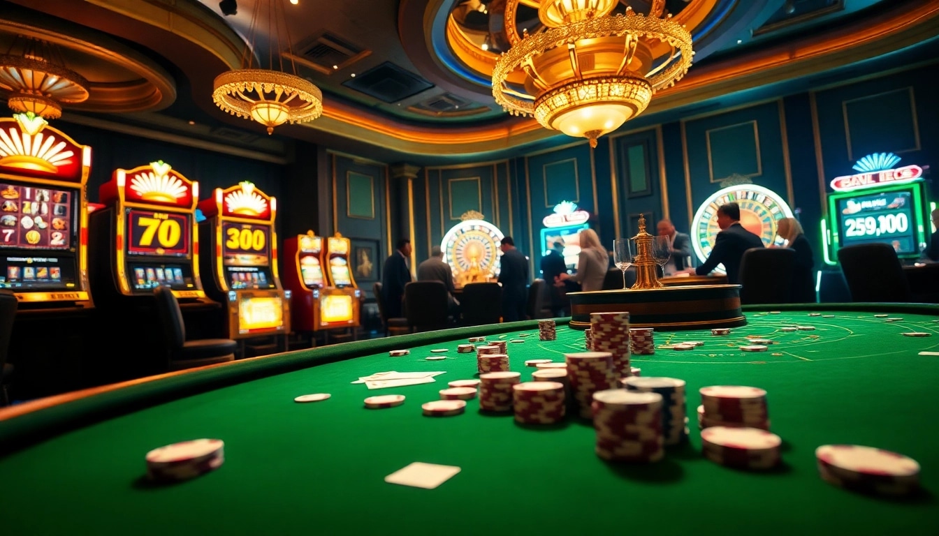 The excitement of the 3win game comes alive at an upscale casino table filled with cards and chips.