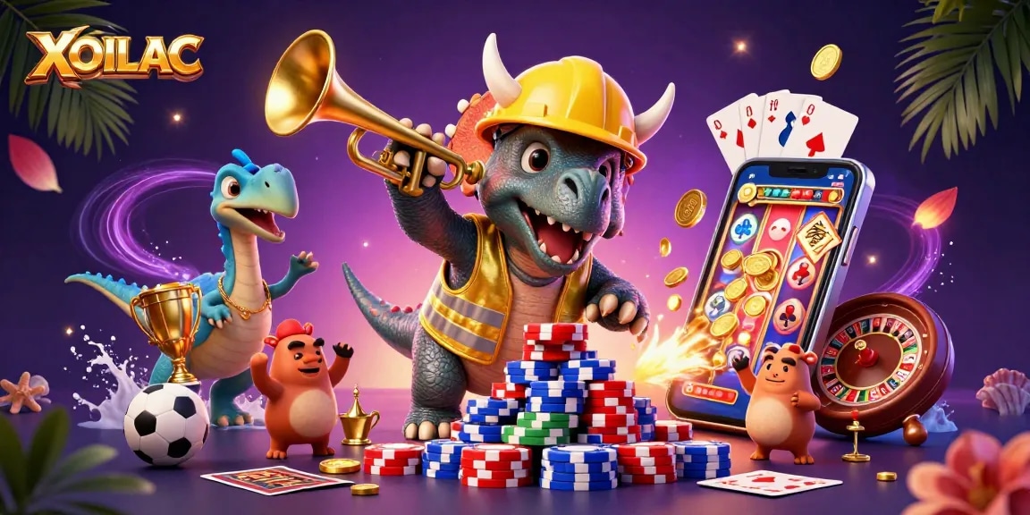 XOILAC showcases a vibrant 3D casino scene with dynamic gambling elements, engaging players in action-packed entertainment.