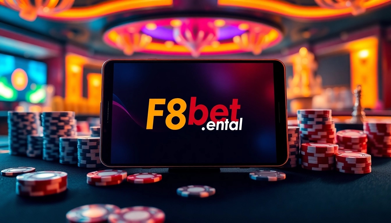 Experience the thrill of online gaming at F8bet.dental with poker chips and roulette.