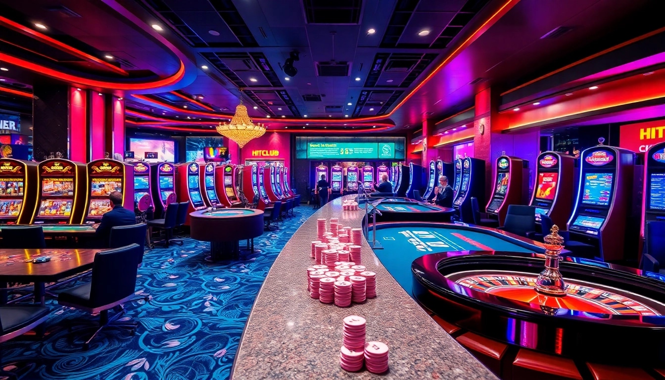 Enjoying a thrilling game at Hitclub casino, showcasing vibrant tables and action-packed gaming atmosphere.