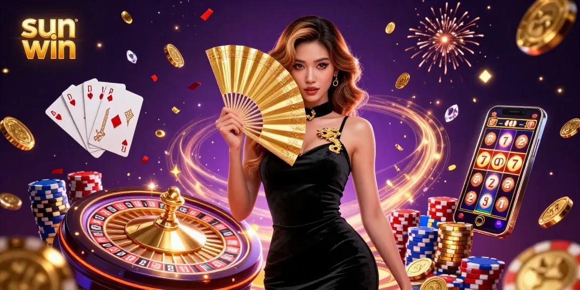 Experience sun win's thrilling casino vibes with stunning visuals of games and glittering elements.
