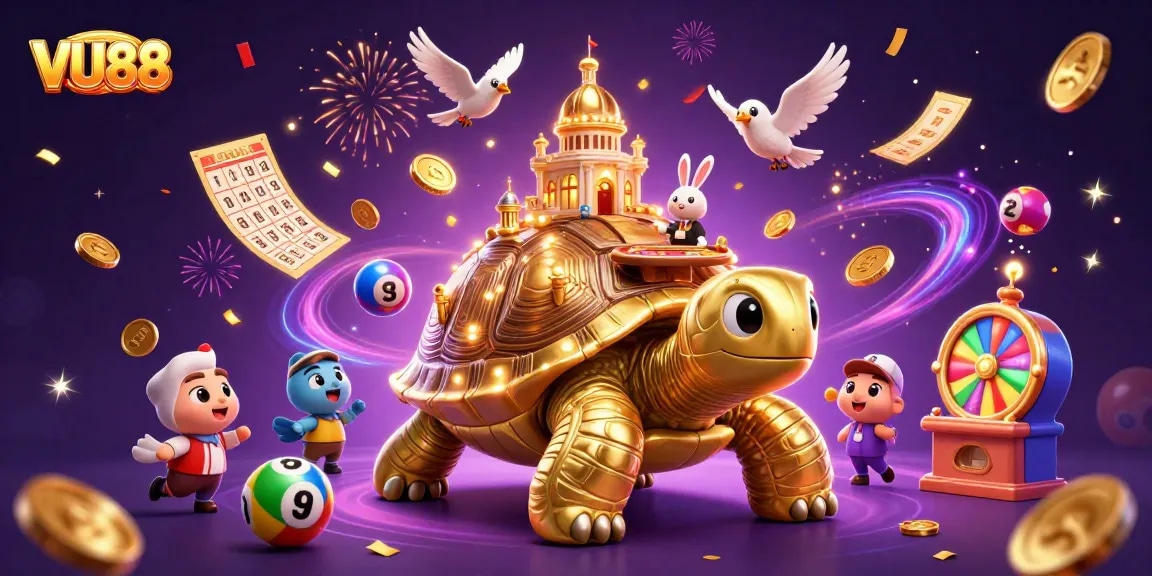 Enjoy thrilling gameplay at VU88 with a vivid illustration showcasing unique casino elements.
