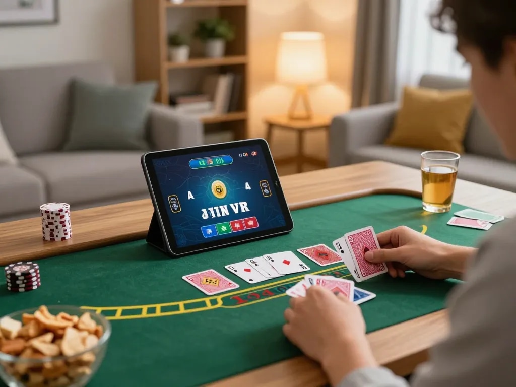 Experience live blackjack gameplay at VU88 from the comfort of home, showcasing engaging online casino action.