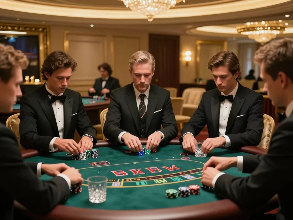da88 players engaging in intense blackjack game in an upscale VIP room, showcasing the elegance of high-stakes gambling