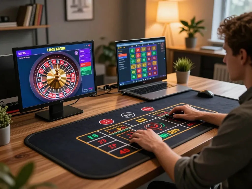 Player engaging in online roulette gaming at XX88 with interactive live dealer experience