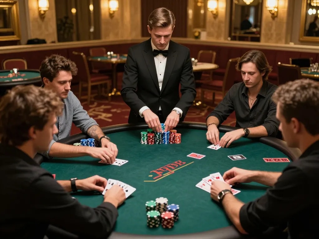 Players engaging in a high-stakes game at p789bet casino, showcasing strategy and excitement.