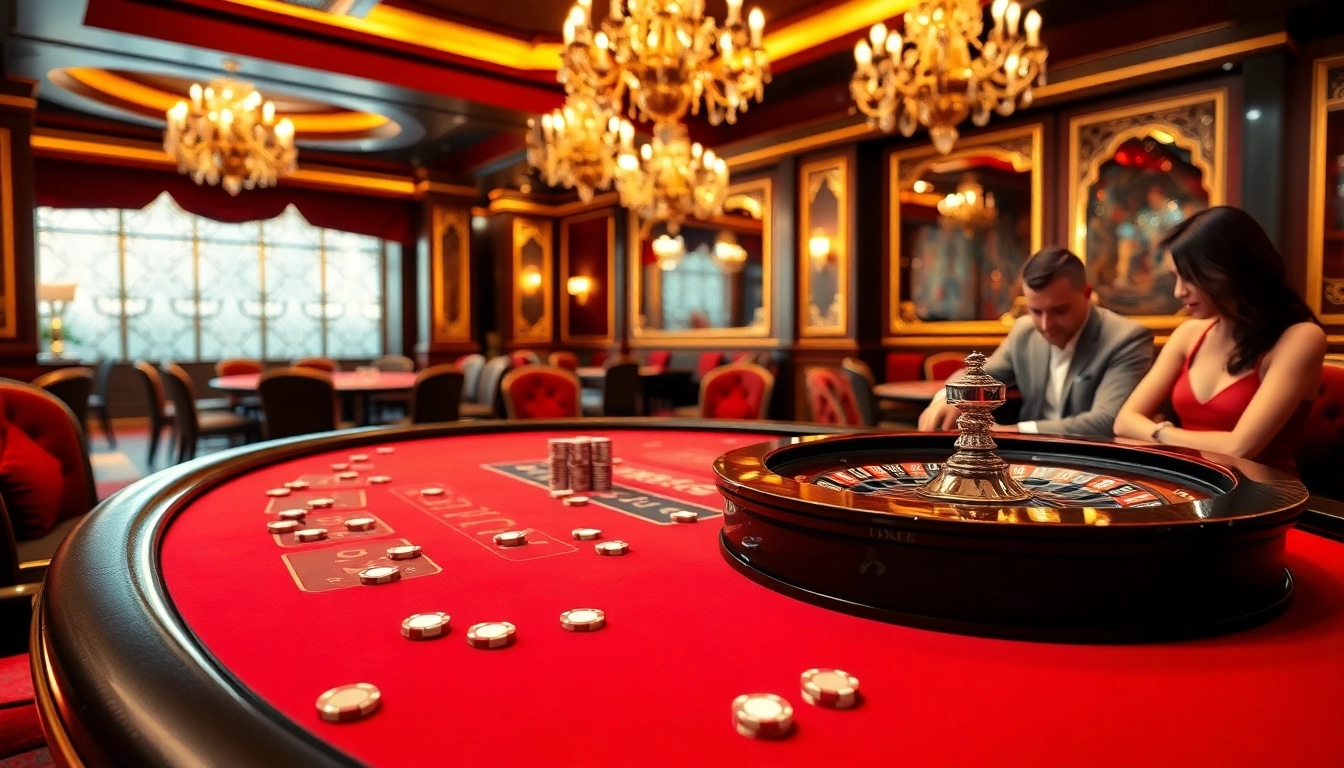 Players engage deeply at the BJ 88 gaming table, surrounded by vibrant chips and a roulette wheel.