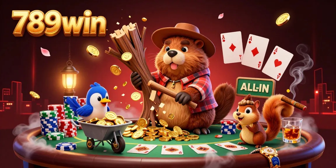 Discover the exciting world of 789win with a 3D scene featuring characters celebrating casino winnings amidst vibrant gaming elements.