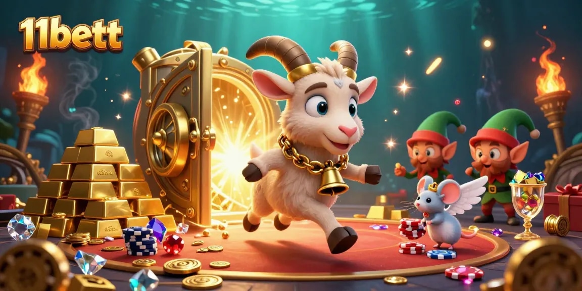 Enjoy exciting wins at 11bett's vibrant casino with a festive Krampus goat and elf gremlins in action.
