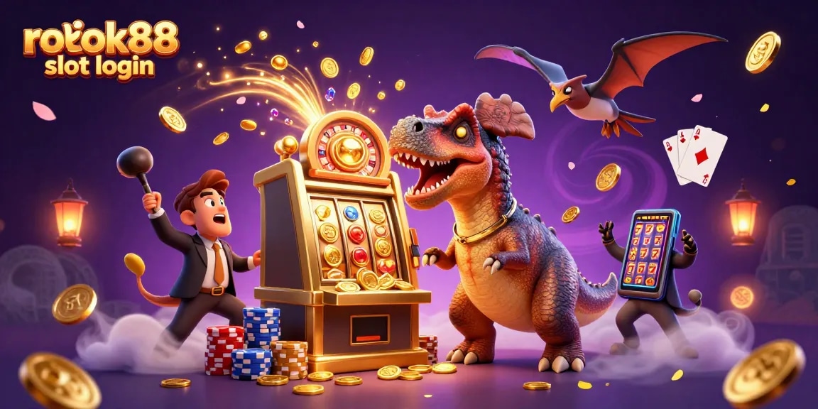 Catch the action with rokok88 slot login as a pachycephalosaurus activates a golden slot machine jackpot!