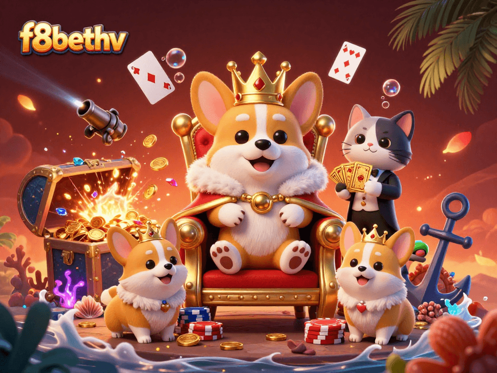 Experience vibrant casino fun with f8bethv featuring a royal corgi royalty theme and exciting gambling elements.