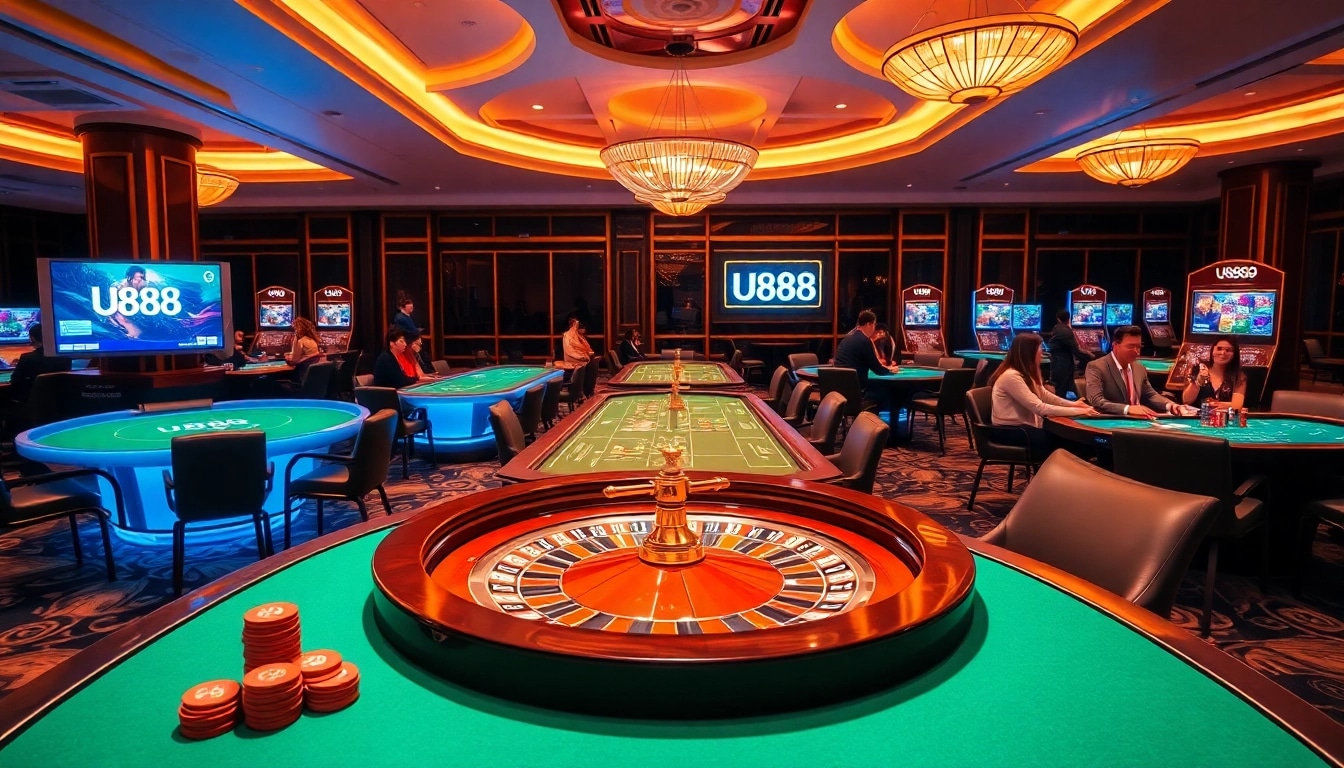 Experience the excitement of gaming at U888 with vibrant casino tables and engaging action.