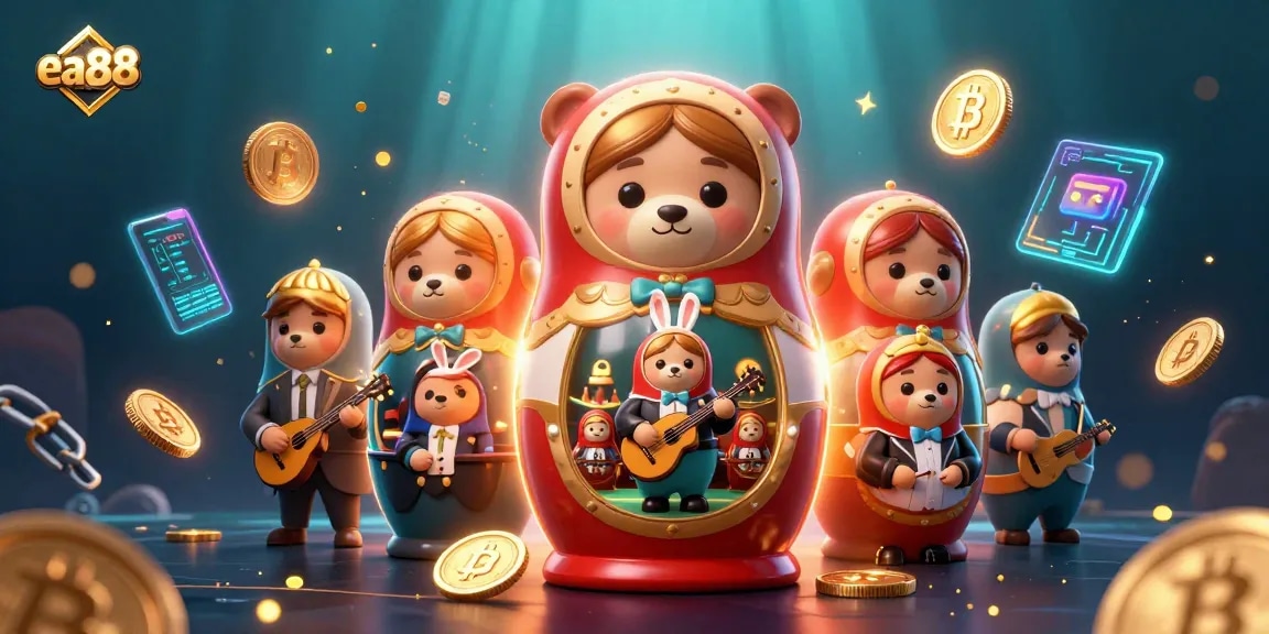 Experience the excitement of ea88 with animated casino characters and vibrant crypto elements.