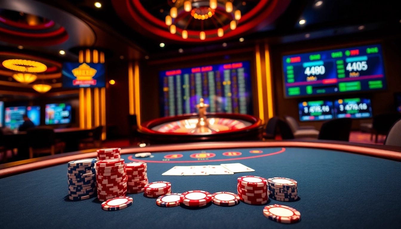 Betting excitement at mi 88 with luxurious casino setup featuring poker and roulette.