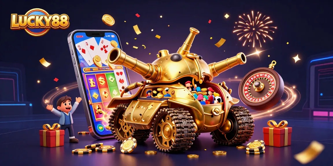 LUCKY88 players enjoying the vibrant casino experience in a magical, confetti-filled atmosphere.