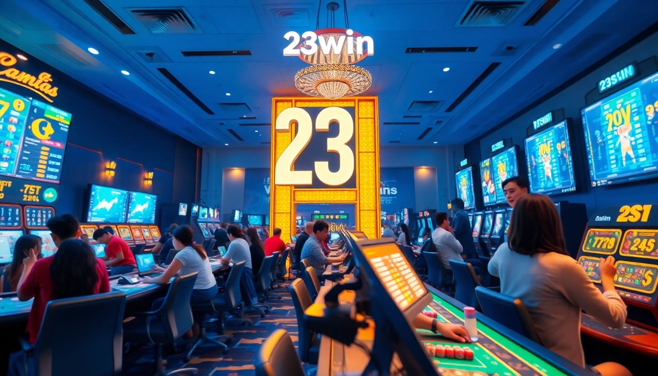 Dynamic online gaming experience at 23win, showcasing engaged players and modern interfaces.
