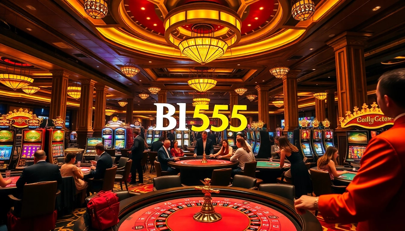 Experience the excitement of Bl555 at a luxurious casino table with vibrant games and players.