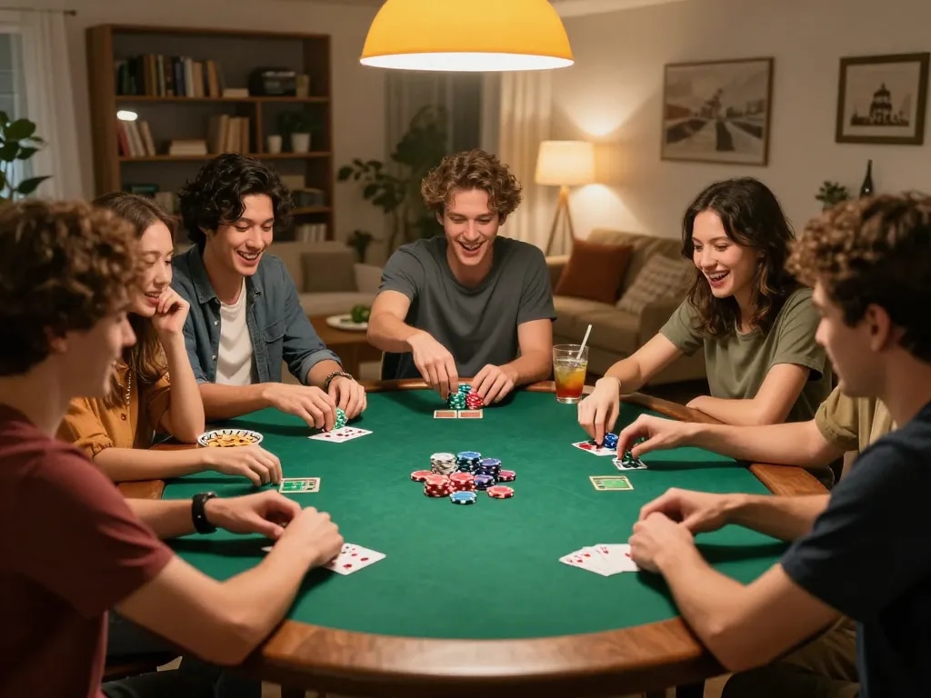 Xoilactv39 poker players enjoying strategic gameplay and social interaction at home