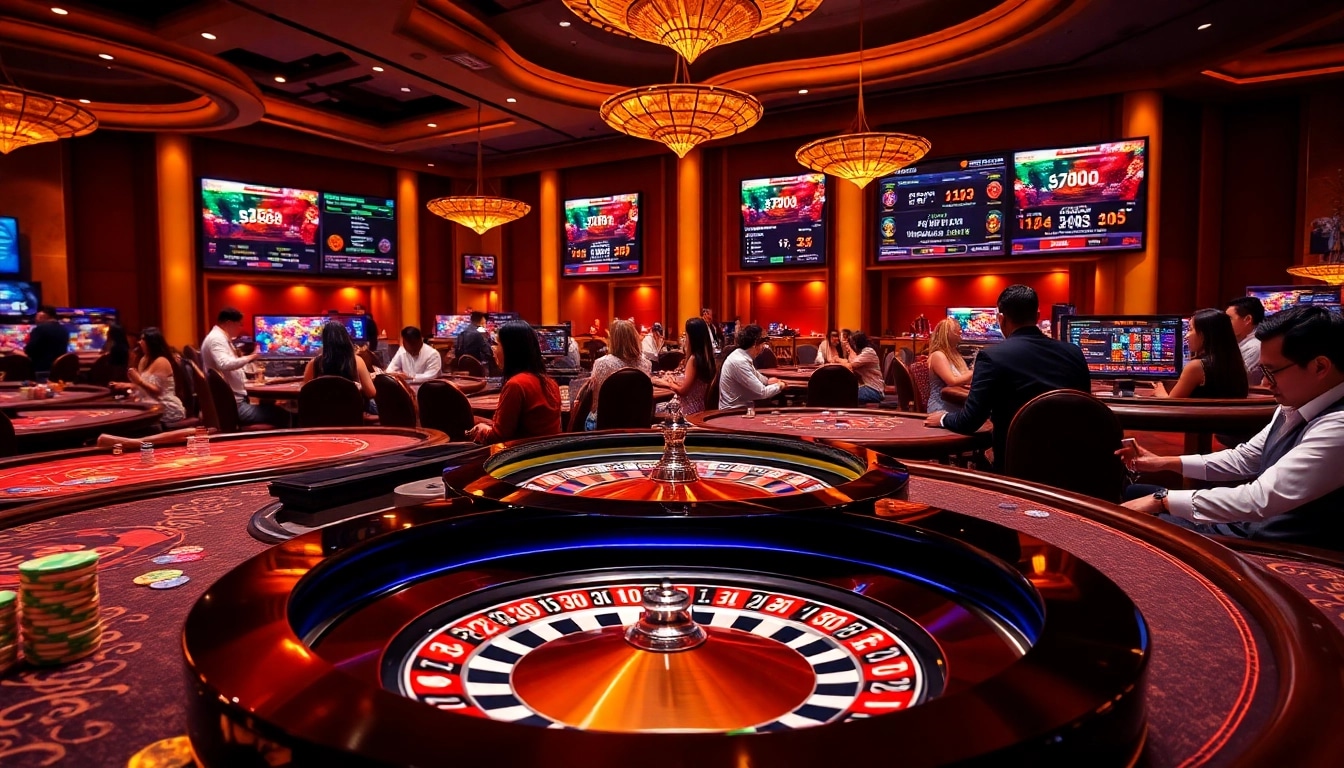 Experience luxury gaming thrills with tải nhatvip, featuring engaging casino tables and vibrant poker chips.