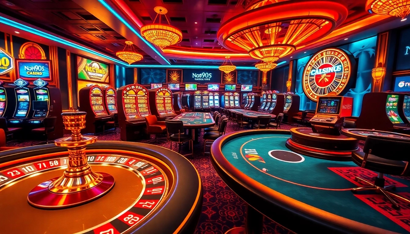 Experience the thrill at nohu90s.it.com with vibrant slot machines and lively poker tables in a luxurious casino setting.
