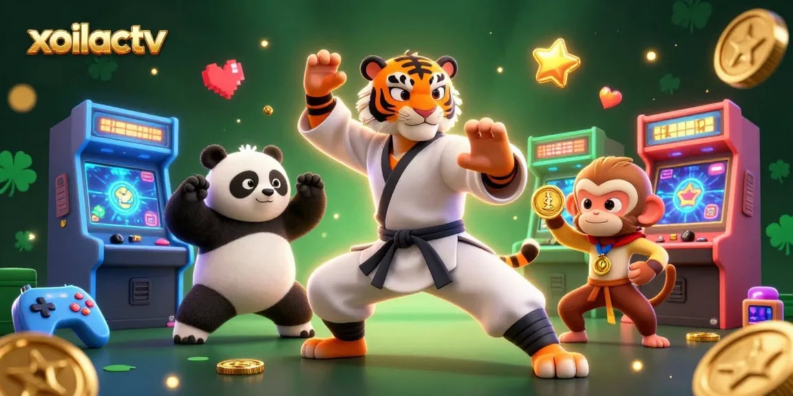 Xoilactv offers thrilling sports betting visuals with vibrant characters in an exciting casino scene.