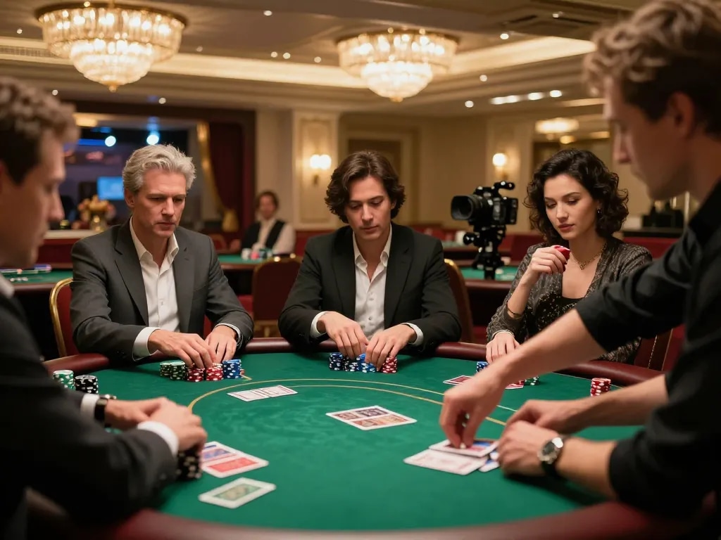 Experience high-stakes excitement at Fm88 com poker table with players deep in strategy.