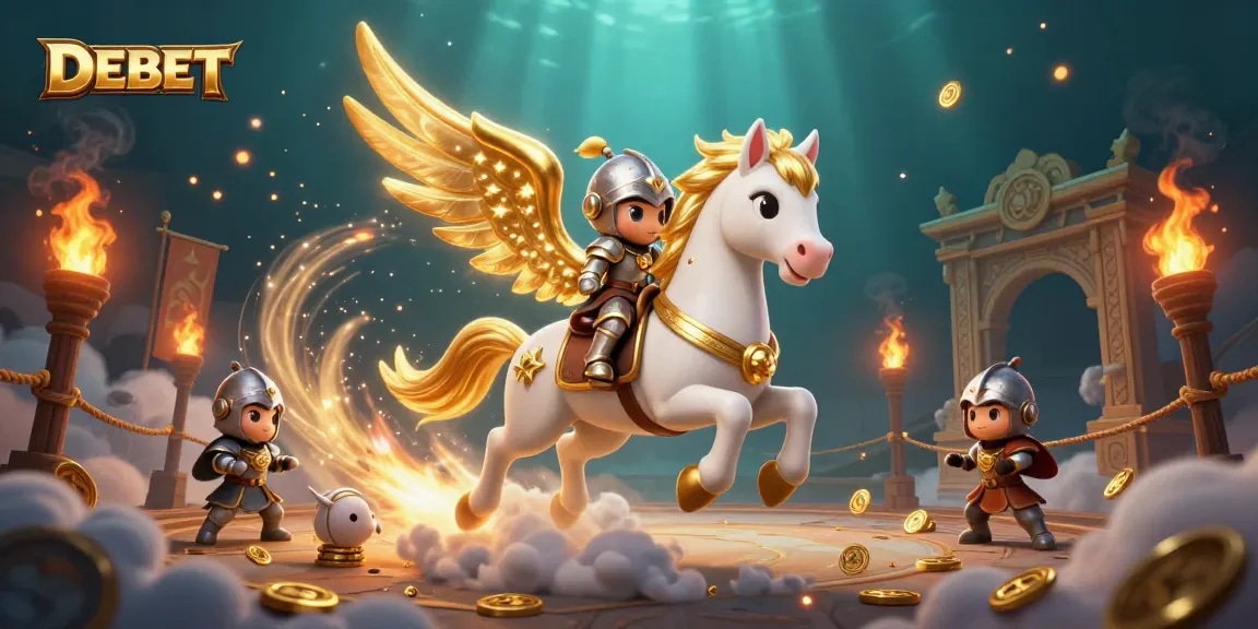 Experience thrilling gaming action with DEBET at a dynamic online casino setting, featuring exciting visuals.