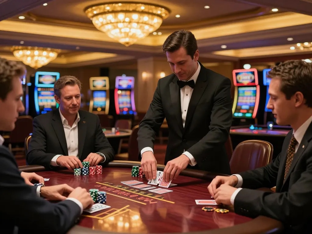 Players strategizing at the blackjack table while enjoying the 789winn casino experience