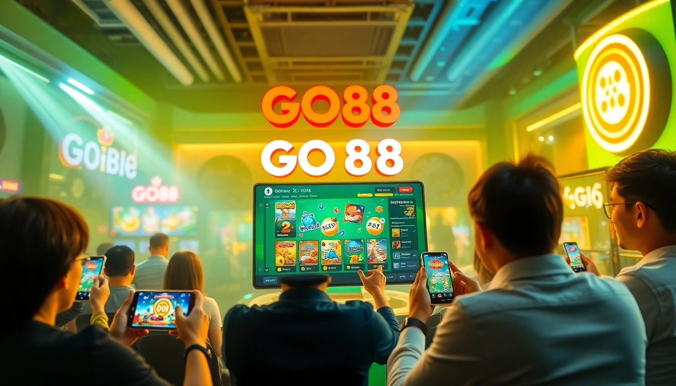 Engaging gaming scene featuring GO88 games like Mậu Binh and Tiến Lên, showcasing vibrant digital interfaces.