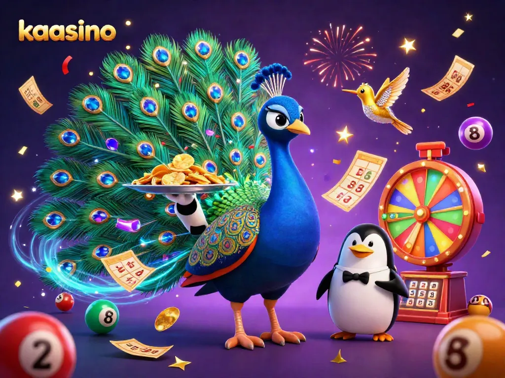 Kaasino promotes exciting wins amidst colorful gaming elements, featuring vibrant characters and celebrations.