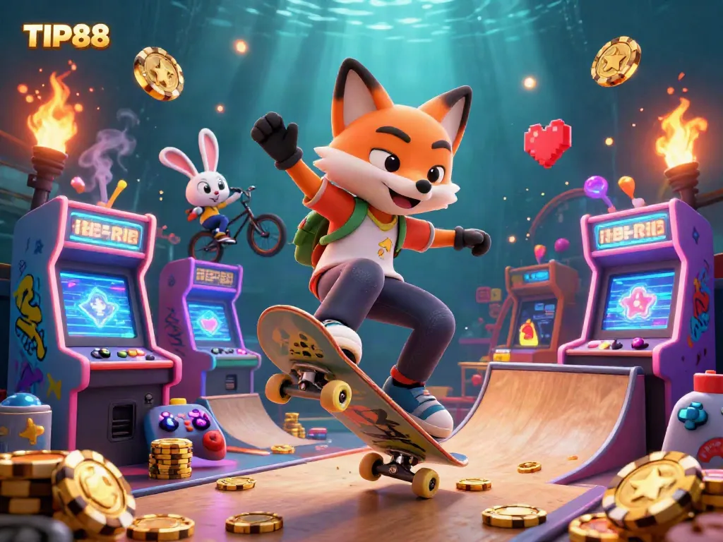 Experience the excitement of TIP88 with vibrant casino-themed 3D illustration showcasing gaming fun.