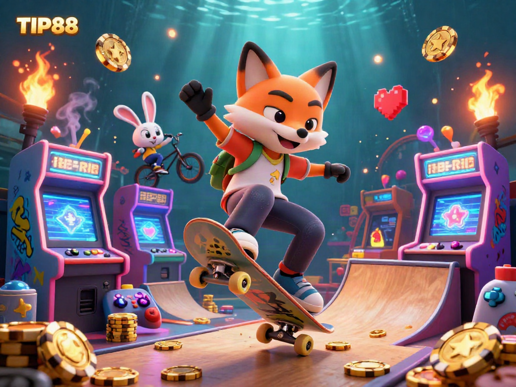 Experience the excitement of TIP88 with vibrant casino-themed 3D illustration showcasing gaming fun.