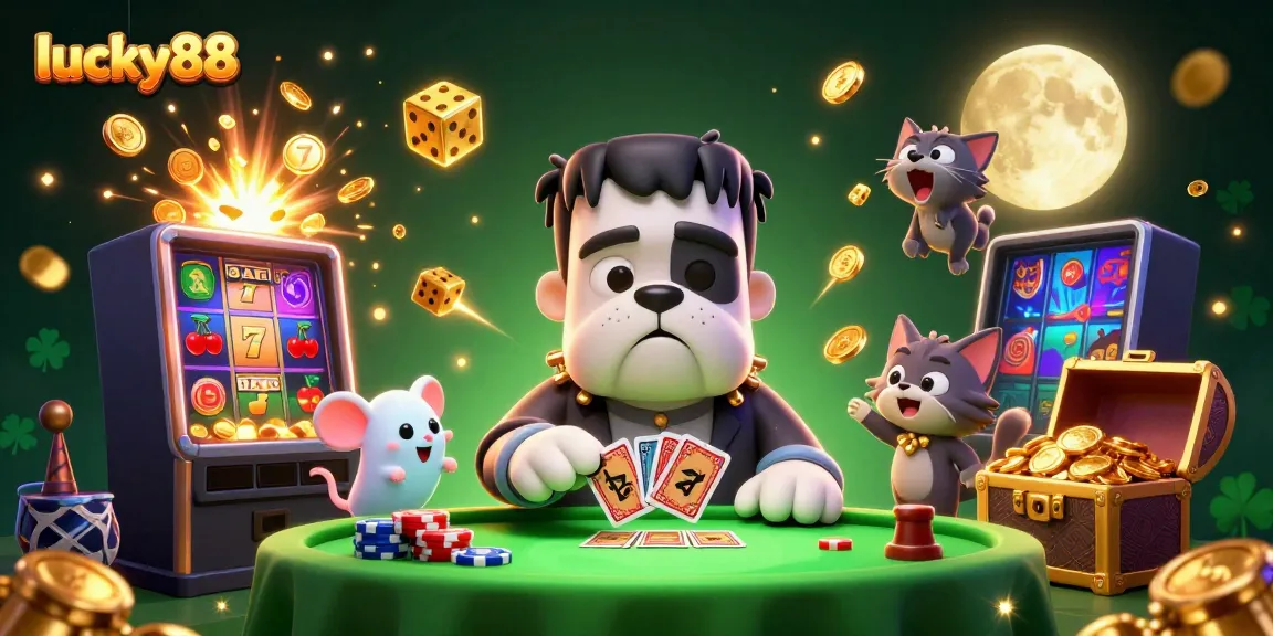 Experience thrilling gameplay at lucky88 with a lively casino scene featuring vibrant characters.