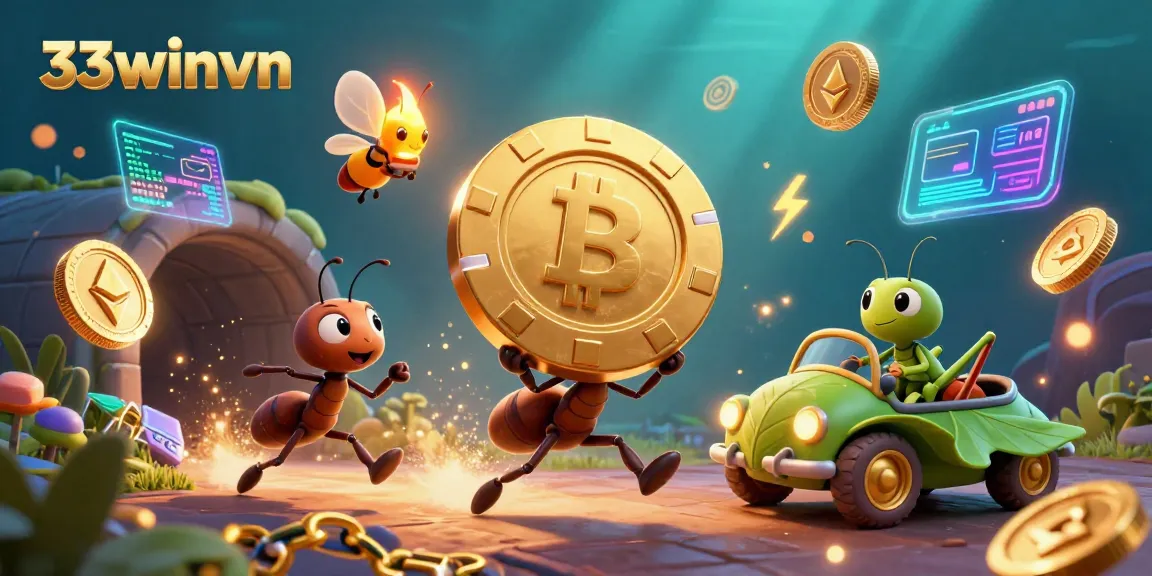 Engage with 33winvn's thrilling 3D casino illustration featuring a heist-themed scene with extraordinary characters and gambling elements.