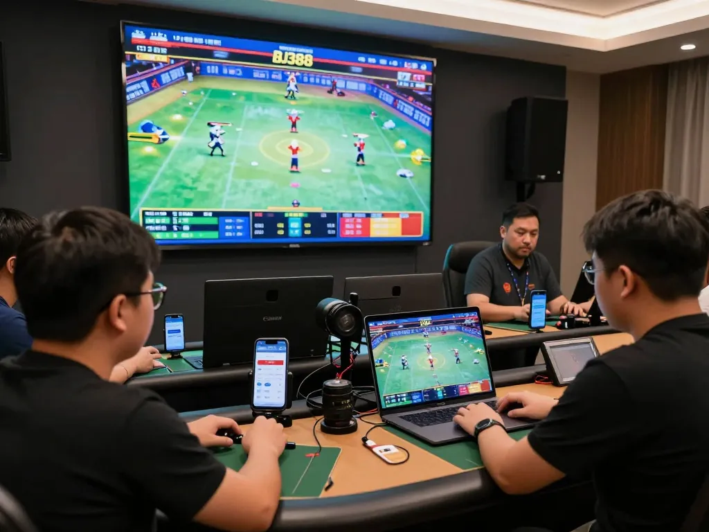 Players engaged on BJ388 platform during live cockfighting betting.