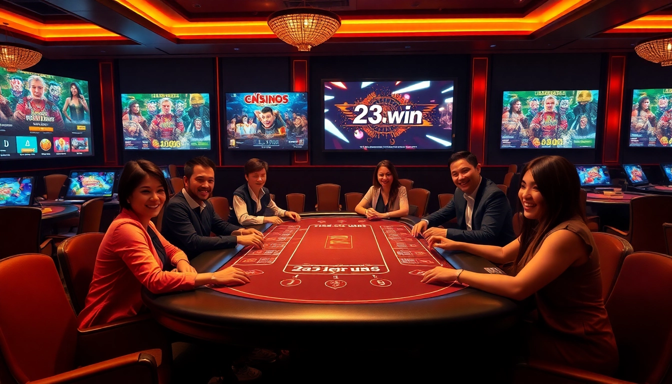 Exciting gameplay scene at 23win online casino, showcasing luxurious atmosphere and diverse gaming options.