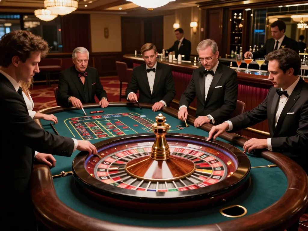 Experience thrill at https://five88.miami/ with players betting on an elegant roulette table.