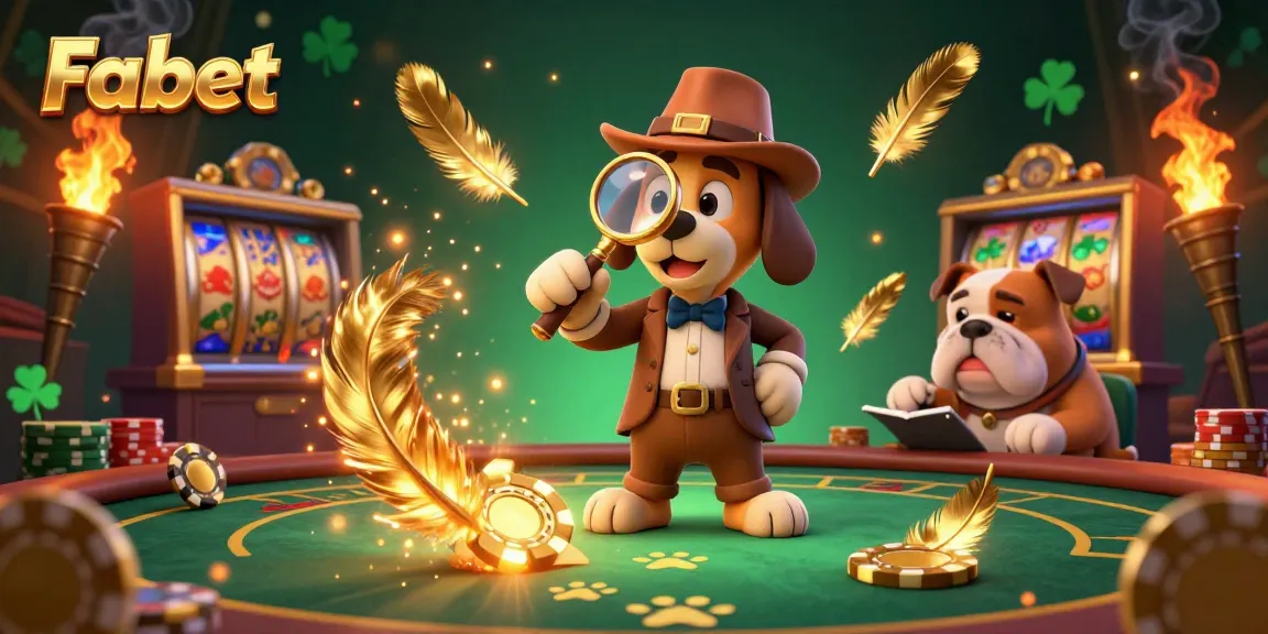 Engage in thrilling gambling action at Fabet with a detective cartoon character and vibrant casino elements.