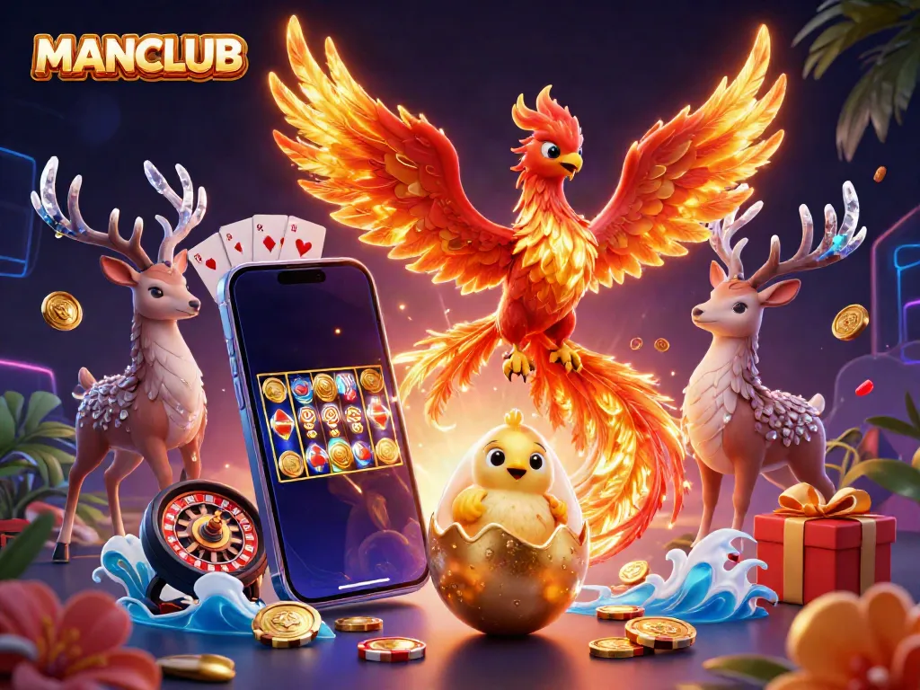 Experience the thrill of MANCLUB with vibrant slot games featuring mythical characters and dynamic casino elements.