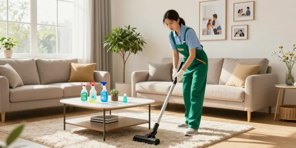 Schoonmaakservice Amsterdam biedt professionele en milieuvriendelijke schoonmaakdiensten voor een schone en gezellige woonkamer.