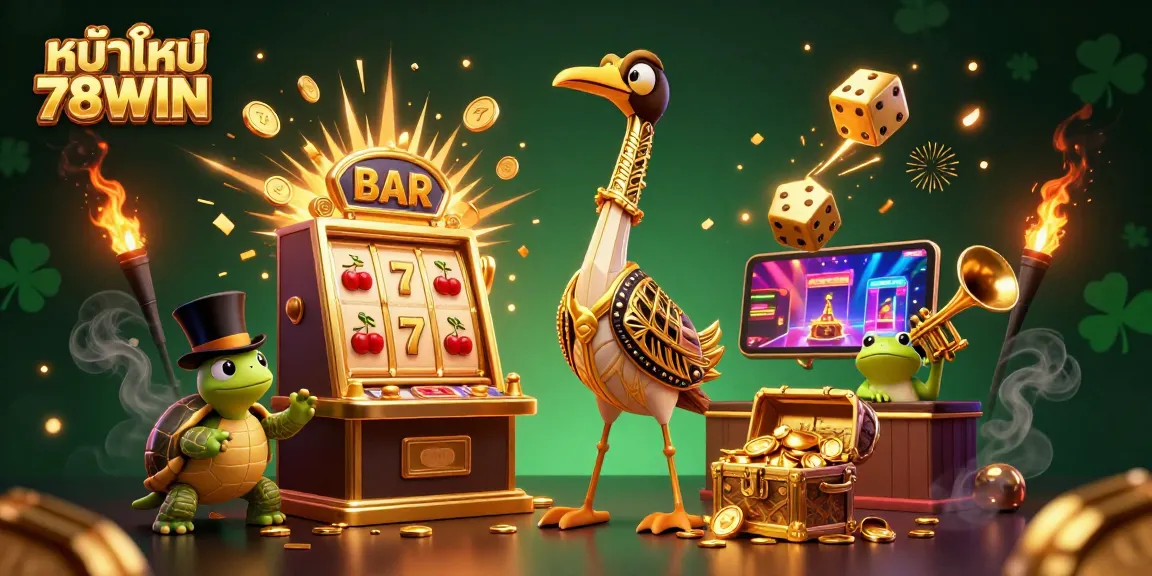 Experience the excitement of หน้าแรก 78WIN with dynamic casino characters, golden treasures, and thrilling gaming action.